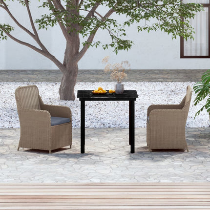Set da Pranzo da Giardino 3 pz con Cuscini Marrone