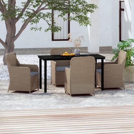 Set da Pranzo da Giardino 5 pz con Cuscini Marrone