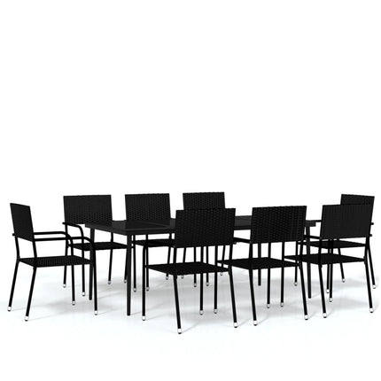 Set Mobili da Pranzo da Giardino 9 pz Nero