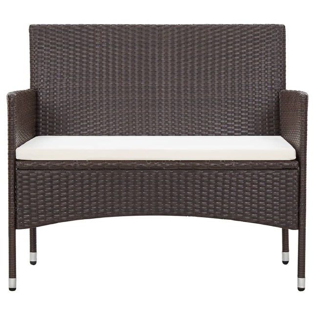 Panchina da Giardino con Cuscino in Polyrattan Marrone