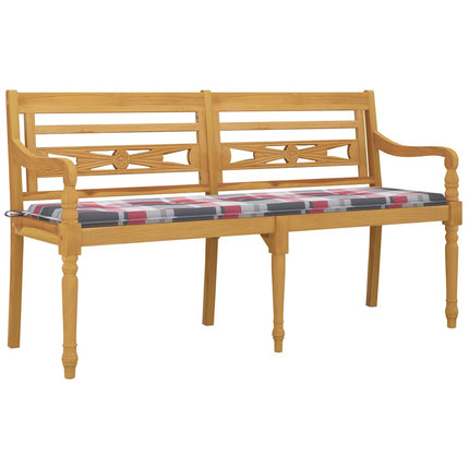 Panchina Batavia con Cuscino Motivo rosso 150 cm Massello Teak