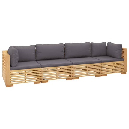 Set Divani da Giardino 4 pz con Cuscini Legno Massello di Teak