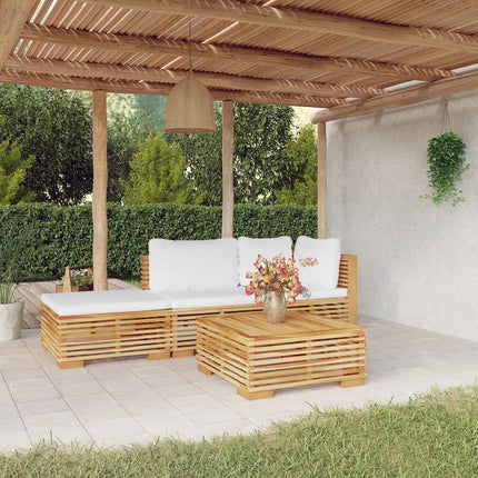 Set Divani da Giardino 4 pz con Cuscini Legno Massello di Teak