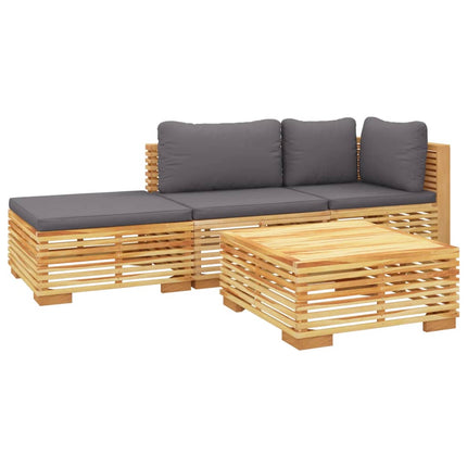 Set Divani da Giardino 4 pz con Cuscini Legno Massello di Teak