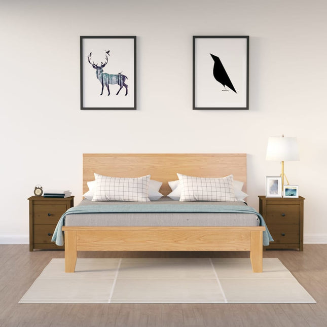 Comodini 2 pz Ambra 50x35x61,5 cm in Legno Massello di Pino