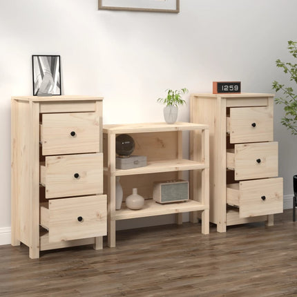 Credenze 2 pz 40x35x80 cm in Legno Massello di Pino