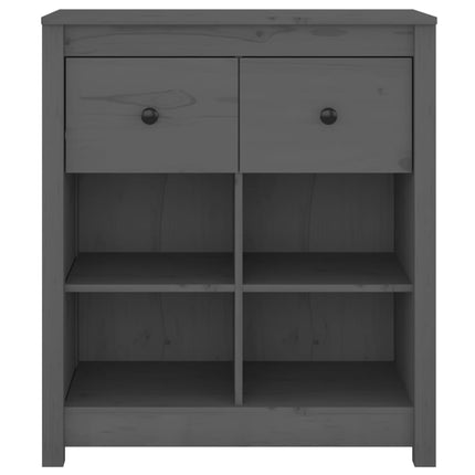 Credenza Grigia 70x35x80 cm in Legno Massello di Pino