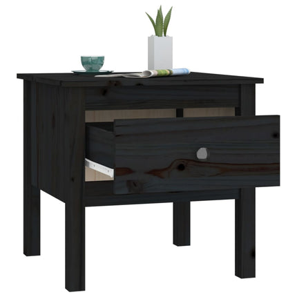 Tavolini 2 pz Neri 50x50x49 cm in Legno Massello di Pino