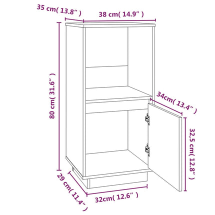 Credenza 38x35x80 cm in Legno Massello di Pino
