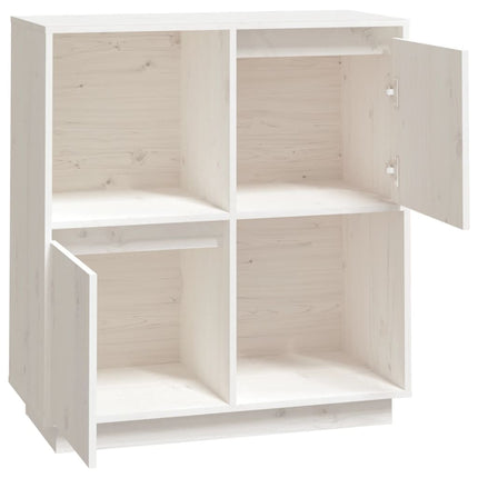 Credenza Bianca 74x35x80 cm in Legno Massello di Pino