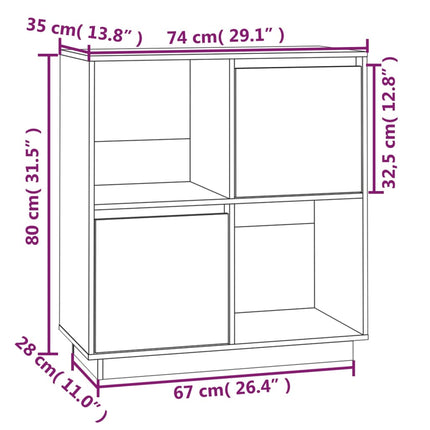 Credenza Bianca 74x35x80 cm in Legno Massello di Pino