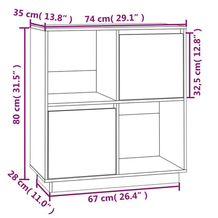 Credenza Grigia 74x35x80 cm in Legno Massello di Pino