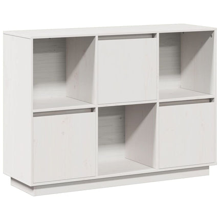 Credenza Bianca 110,5x35x80 cm in Legno Massello di Pino