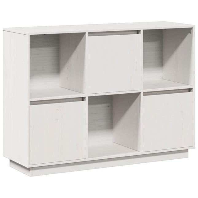 Credenza Bianca 110,5x35x80 cm in Legno Massello di Pino