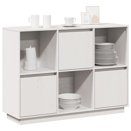 Credenza Bianca 110,5x35x80 cm in Legno Massello di Pino