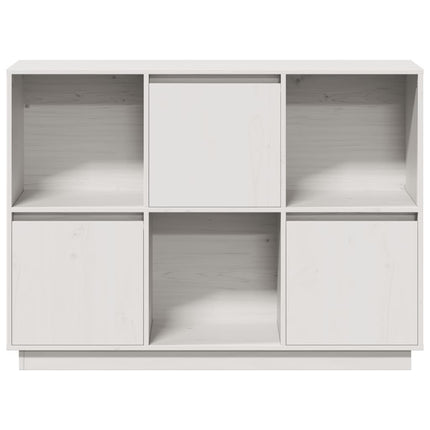 Credenza Bianca 110,5x35x80 cm in Legno Massello di Pino
