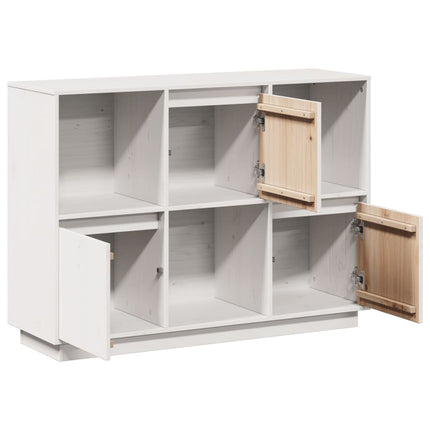 Credenza Bianca 110,5x35x80 cm in Legno Massello di Pino