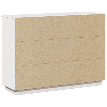 Credenza Bianca 110,5x35x80 cm in Legno Massello di Pino