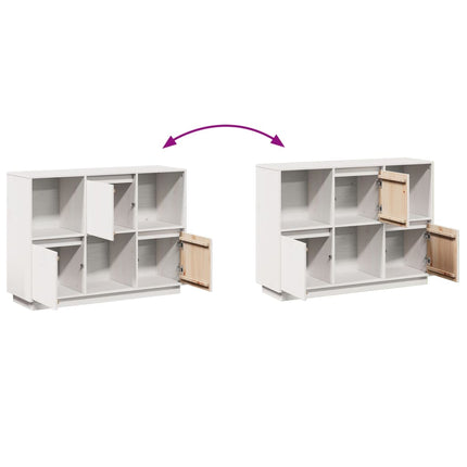 Credenza Bianca 110,5x35x80 cm in Legno Massello di Pino