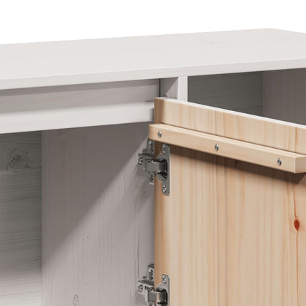 Credenza Bianca 110,5x35x80 cm in Legno Massello di Pino