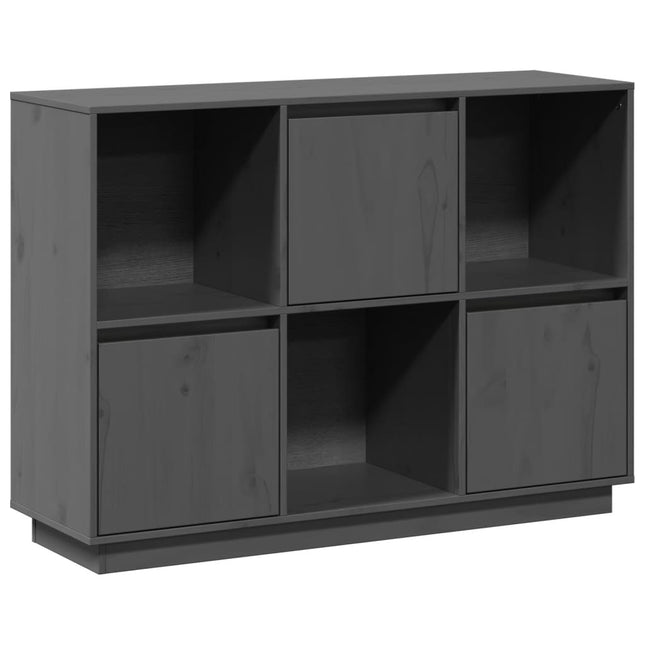 Credenza Grigia 110,5x35x80 cm in Legno Massello di Pino