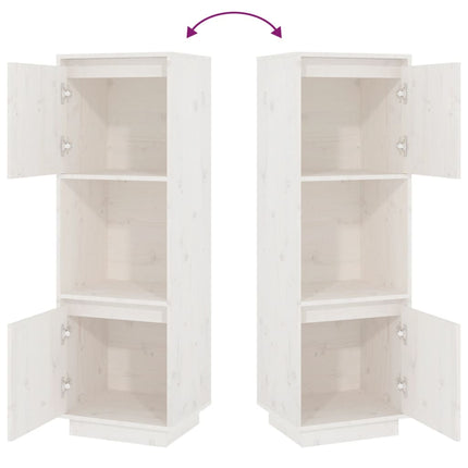 Credenza Bianca 38x35x117 cm in Legno Massello di Pino