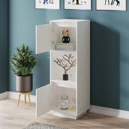 Credenza Bianca 38x35x117 cm in Legno Massello di Pino