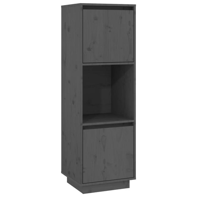 Credenza Grigia 38x35x117 cm in Legno Massello di Pino