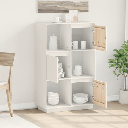 Credenza Bianca 74x35x117 cm in Legno Massello di Pino