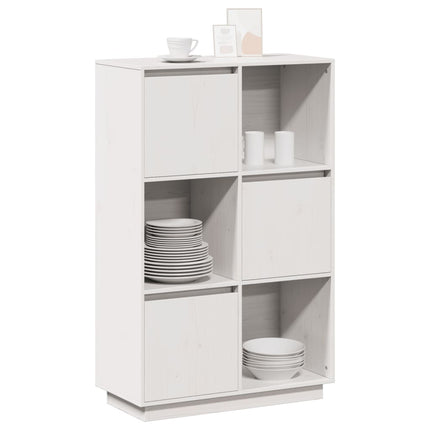 Credenza Bianca 74x35x117 cm in Legno Massello di Pino