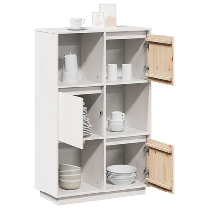 Credenza Bianca 74x35x117 cm in Legno Massello di Pino
