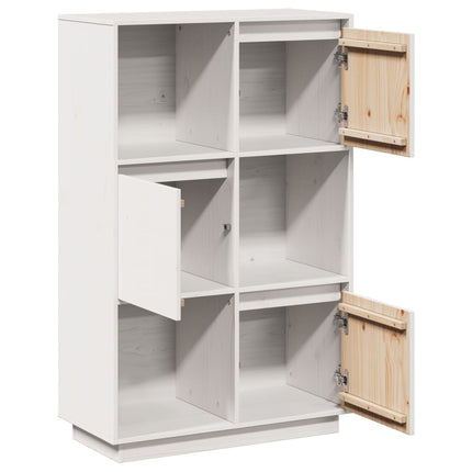 Credenza Bianca 74x35x117 cm in Legno Massello di Pino