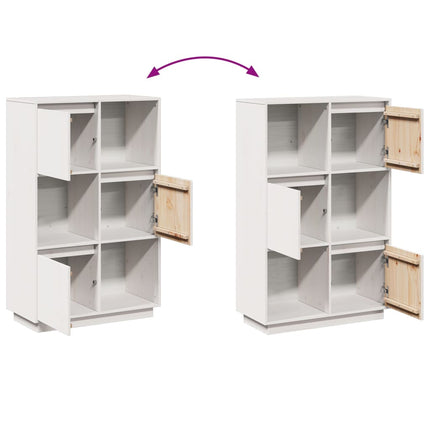 Credenza Bianca 74x35x117 cm in Legno Massello di Pino