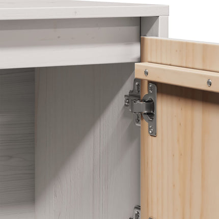 Credenza Bianca 74x35x117 cm in Legno Massello di Pino