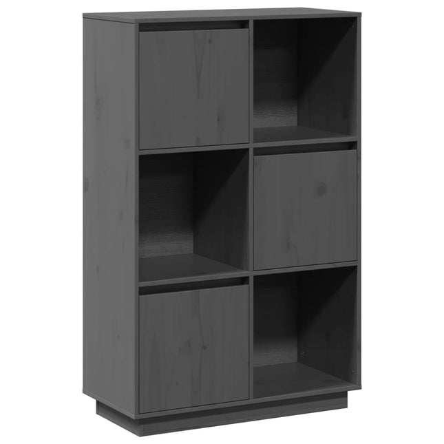 Credenza Grigia 74x35x117 cm in Legno Massello di Pino
