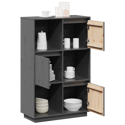 Credenza Grigia 74x35x117 cm in Legno Massello di Pino