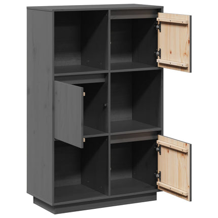 Credenza Grigia 74x35x117 cm in Legno Massello di Pino
