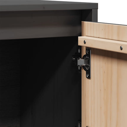 Credenza Grigia 74x35x117 cm in Legno Massello di Pino