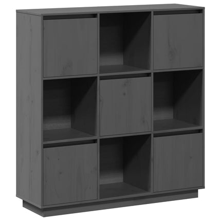 Credenza Grigia 110,5x35x117 cm in Legno Massello di Pino