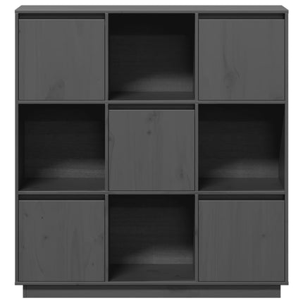 Credenza Grigia 110,5x35x117 cm in Legno Massello di Pino