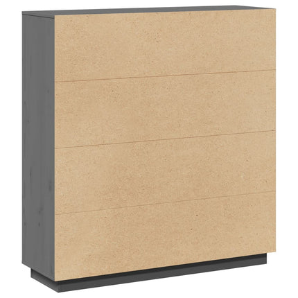 Credenza Grigia 110,5x35x117 cm in Legno Massello di Pino