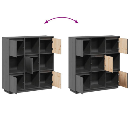Credenza Grigia 110,5x35x117 cm in Legno Massello di Pino