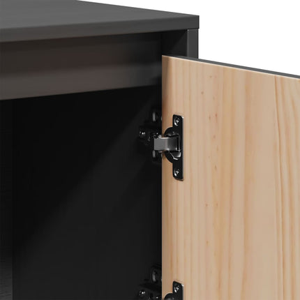 Credenza Grigia 110,5x35x117 cm in Legno Massello di Pino