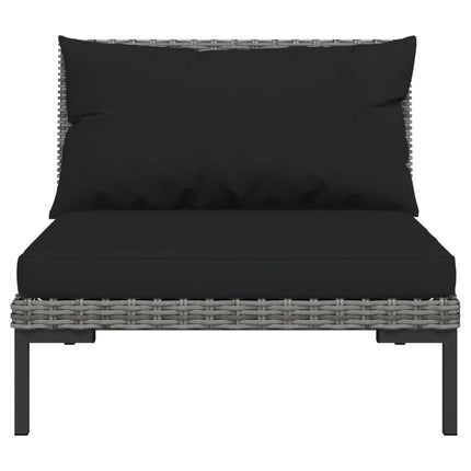 Divani da Giardino 10 pz con Cuscini in Polyrattan Grigio Scuro