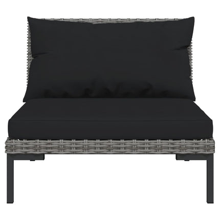 Divani da Giardino 10 pz con Cuscini in Polyrattan Grigio Scuro