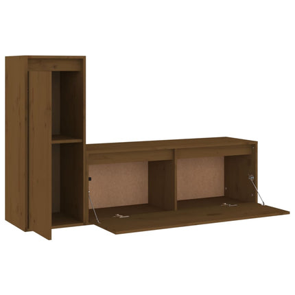 Mobili Porta TV 2 pz ambra in Legno Massello di Pino