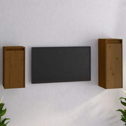 Mobili Porta TV 2 pz ambra in Legno Massello di Pino