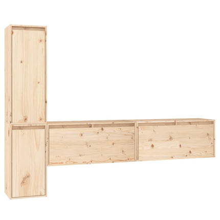 Mobili Porta TV 4 pz in Legno Massello di Pino