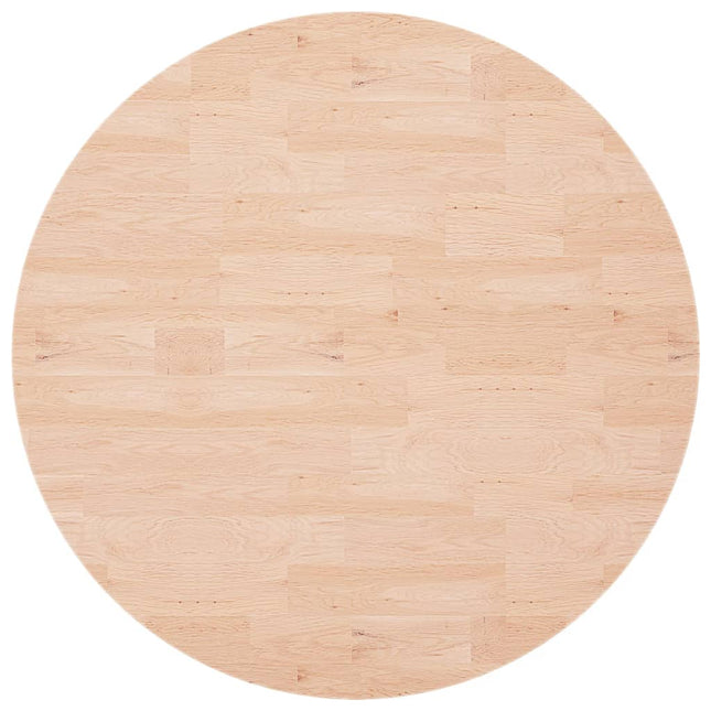 Piano Tavolo Rotondo Ã˜90x1,5 cm Massello di Rovere Non Trattato