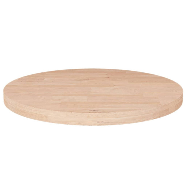 Piano Tavolo Rotondo Ã˜50x2,5 cm Massello di Rovere Non Trattato